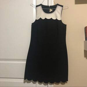 J. Crew black and white scalloped sleeveless business casual/professional dress